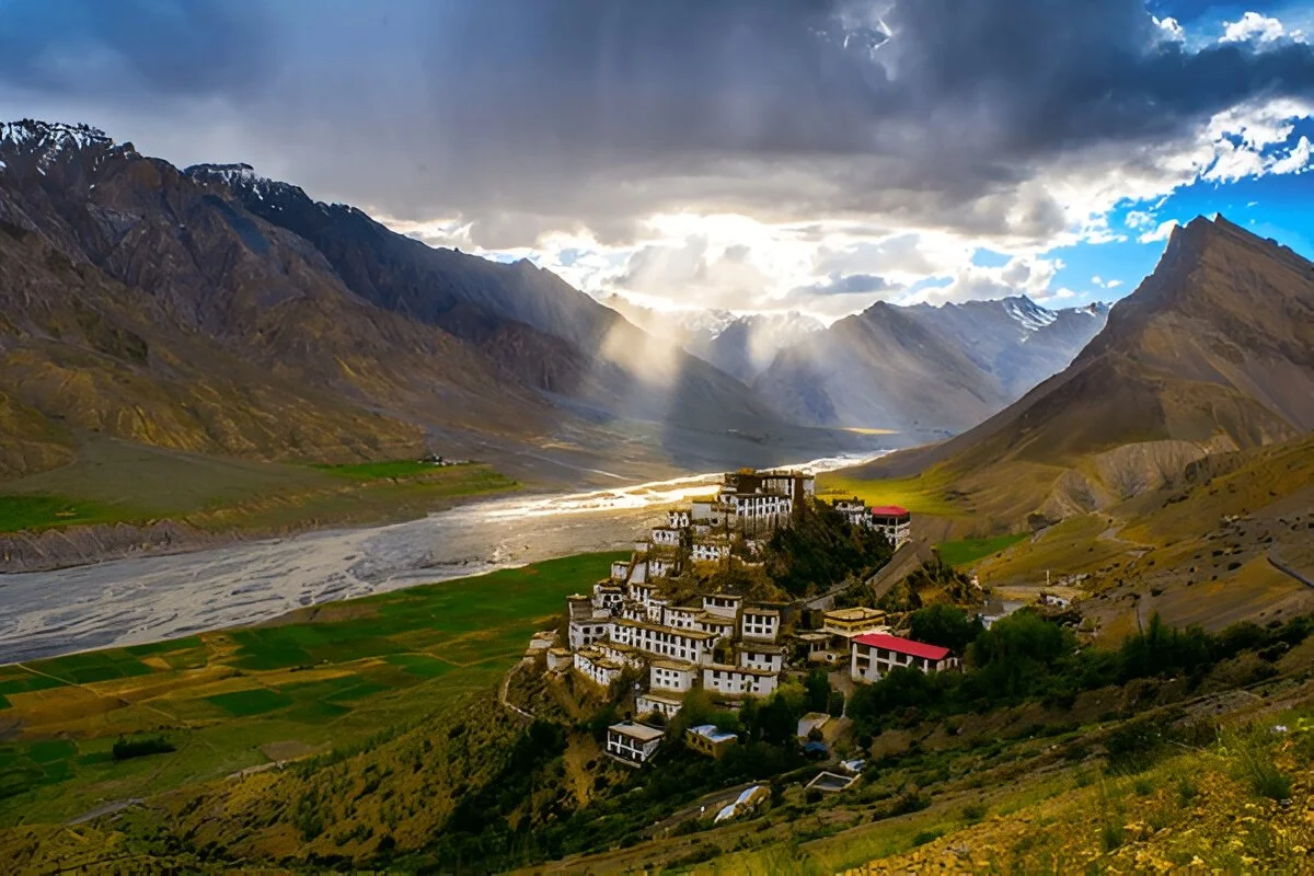  Ancient Key Monastery on a hill in Spiti Valley, Himachal Pradesh.